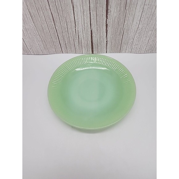Fire King Jadite Jane Ray Saucer Green Oven Glass Vintage Anchor Hocking Ribbed - Picture 9 of 12